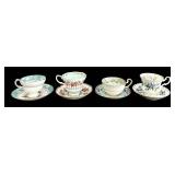 SR - Royal Albert Tea Cup & Saucer Sets - Victoria, Rosina & 2 More RA Patterns (Lot of 4)