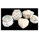 SR - Assorted Vintage Porcelain Trinket Boxes including Spode Orchid Designs Trinket Box- Lot of 5