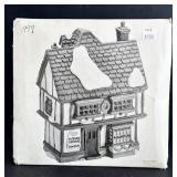 DR - Department 56 Dickens Village Series - Ivy Glen Church, Tutbury Printer, Thatched Roof Cottage