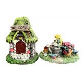 SR - 13-Inch Garden Arch with Gate - 2 Blue Adirondack Chairs & Fairy Figures