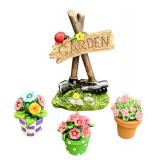 SR - 13-Inch Garden Arch with Gate - 2 Blue Adirondack Chairs & Fairy Figures