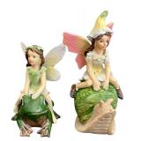 SR - 13-Inch Garden Arch with Gate - 2 Blue Adirondack Chairs & Fairy Figures