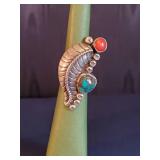 Large Sterling Silver Turquoise Ring, Size 6