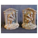 Pair of Early 20th Century Cast Iron "Thinker" Book Ends