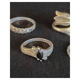 5 Mid Century Sterling Silver Rings Mostly Size 6