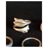 5 Mid Century Sterling Silver Rings Mostly Size 6