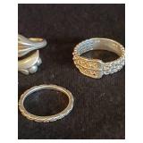 5 Mid Century Sterling Silver Rings Mostly Size 6