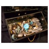 Fantstic Asian Handpainted Jewelry Cabinet w/ Lots of Costume Jewelry