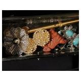 Fantstic Asian Handpainted Jewelry Cabinet w/ Lots of Costume Jewelry