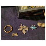 Fantstic Asian Handpainted Jewelry Cabinet w/ Lots of Costume Jewelry