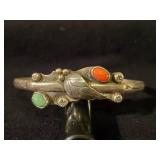 Navajo Turquiose Sterling Silver Braclet -Signed bu can