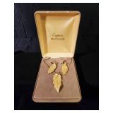 Vintage Empress 14k Goldfilled Leaf Necklace and Earrings