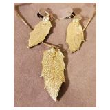 Vintage Empress 14k Goldfilled Leaf Necklace and Earrings