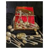 Large lot of Various Antique Spoons w/ Several Being Sterling Silver