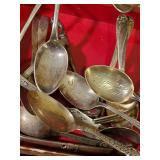 Large lot of Various Antique Spoons w/ Several Being Sterling Silver