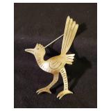Large Navajo Sterling Silver Road Runner Brooch