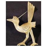 Large Navajo Sterling Silver Road Runner Brooch