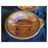 2 Antique Marigold Carnival Glass Dishes