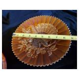 2 Antique Marigold Carnival Glass Dishes