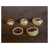 5 Antique Sterling Silver Rings