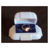 Stunning 10k Gold Antique Ring w/ Collectible Dennison Art Deco Ring Box