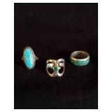 3 Sterling Silver Turquoise Navajo Size 5 & 6 rings