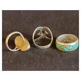 3 Sterling Silver Turquoise Navajo Size 5 & 6 rings