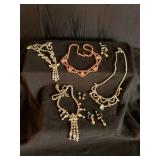 4 Amazing Antique Rhinestone Costume Necklaces & Earrings