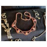 4 Amazing Antique Rhinestone Costume Necklaces & Earrings