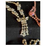 4 Amazing Antique Rhinestone Costume Necklaces & Earrings
