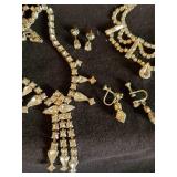 4 Amazing Antique Rhinestone Costume Necklaces & Earrings