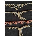 4 Amazing Antique Rhinestone Costume Necklaces & Earrings