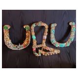 3 Gorgeous Mid Modern Tramp Art, With lots of interesting Jewels