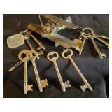 Nice Collection of Vintage Skeleton Keys & Early 20th Century Folk art Biplane