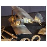 Nice Collection of Vintage Skeleton Keys & Early 20th Century Folk art Biplane