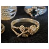 5 Antique Sterling Silver Rings Most size 6