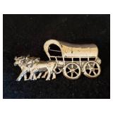 Sterling Silver OX and Covered Wagon Broach by Jewel Art