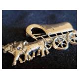 Sterling Silver OX and Covered Wagon Broach by Jewel Art