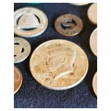 Nice Lot of Coins and Tokens including A Kennedy 64 Half Dollar, Mpls and St Paul Railroad Token and Phillipino Money