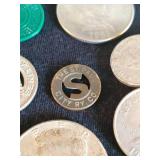 Nice Lot of Coins and Tokens including A Kennedy 64 Half Dollar, Mpls and St Paul Railroad Token and Phillipino Money