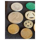 Nice Lot of Coins and Tokens including A Kennedy 64 Half Dollar, Mpls and St Paul Railroad Token and Phillipino Money