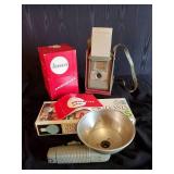 Ansco Flex Camera with Box, Flash, and Flash Bulbs