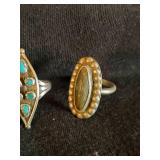 3 Sterling Silver Turqouise Navajo Rings Sizes 6 and 5