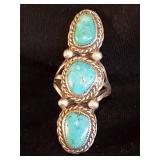 2 Gorgeous Navajo Sterling Silver Turquoise Rings Size 6
