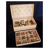 Jewelry Box filled with Beautiful Costume Jewelry and More