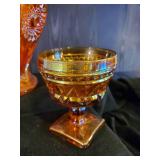 2 Beautiful Pieces of Early 20th Century Amber Carnival Glass
