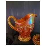 2 Beautiful Pieces of Early 20th Century Amber Carnival Glass