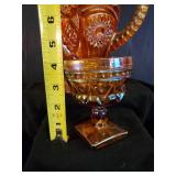 2 Beautiful Pieces of Early 20th Century Amber Carnival Glass