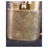 Antique 19th Century Chinese Engraved Brass Pipe and Smoking Tools