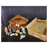 Mid Modern Hand Painted Nativity Set